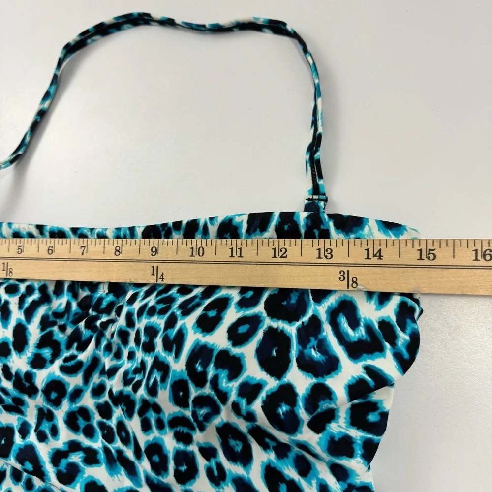 Jantzen Women’s M One Piece Halter / Strapless Swimsuit Blue Black Cheetah Print